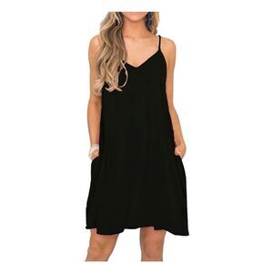 NWT Womens Misfay Plus Size Black Sleeveless Tank Dress w Pockets - Sz 2X